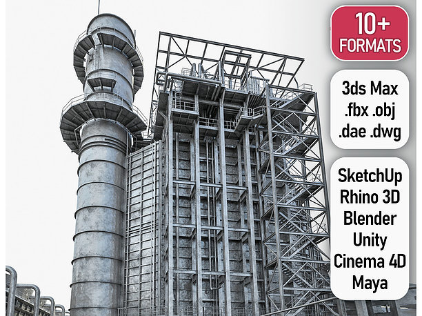 Gas Turbine Plant - Full Set 3D asset
