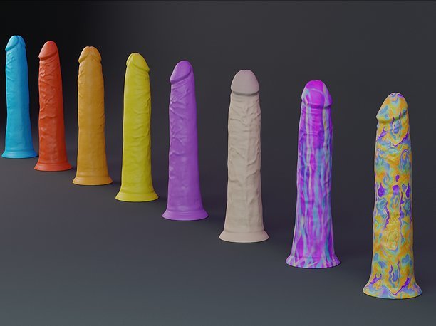 Suction Cup Lifelike Dildo - Multiple Colors 3D model