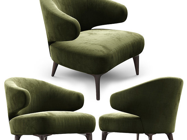 Armchair Minotti Aston 1 OLIVE 3D