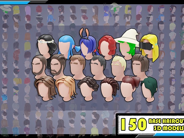 3D model 150 Base Sylized Haircuts