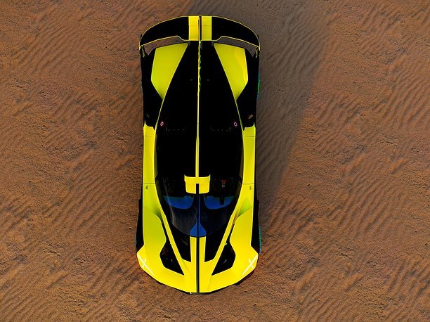 animated Bugatti 2023 3D model sports car Bugati Bolide