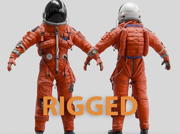3D model Orange ACES Spacesuit Rigged