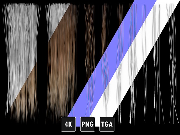 3D model Realistic Hair Texture PBR for Game Character 2