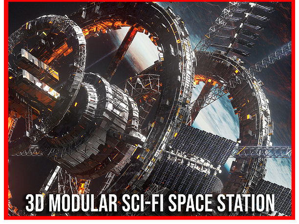 Modular Sci Fi Space Station Ship Vehicle Futuristic 3D