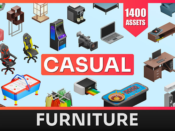 Furniture Casual - Asset Pack by ithappy VR / AR ready