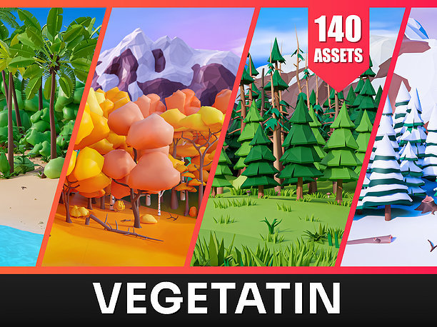 3D model VR / AR ready Vegetation - Asset Pack by ithappy