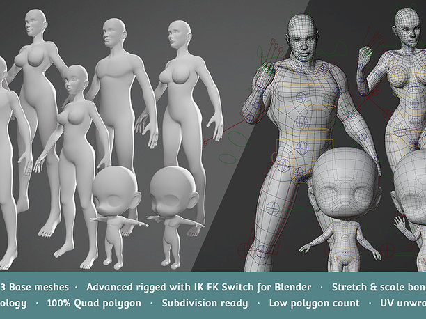 3D asset Base Meshes Character Starter Kit