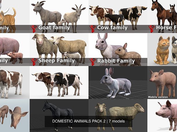 DOMESTIC ANIMALS PACK 2 3D model