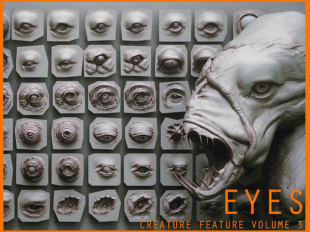 3D EYES - 28 Zbrush VDM creature eyes and 15 eyeballs