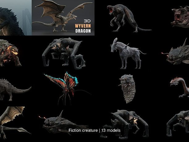 Fiction creature 3D model animated