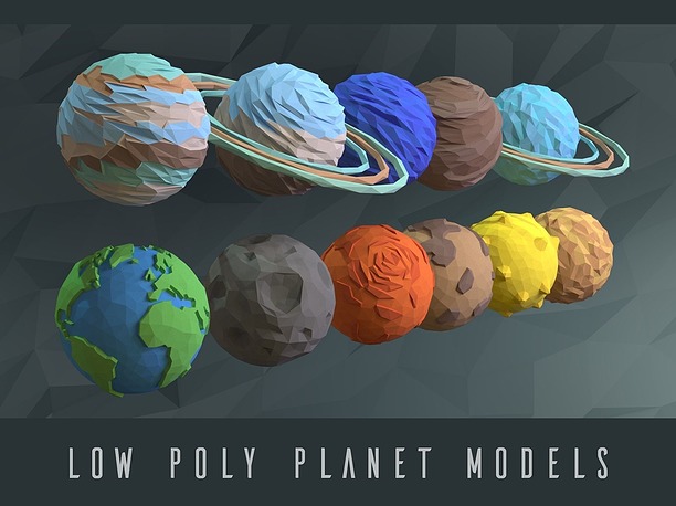 3D model VR / AR ready Low poly planets uranus