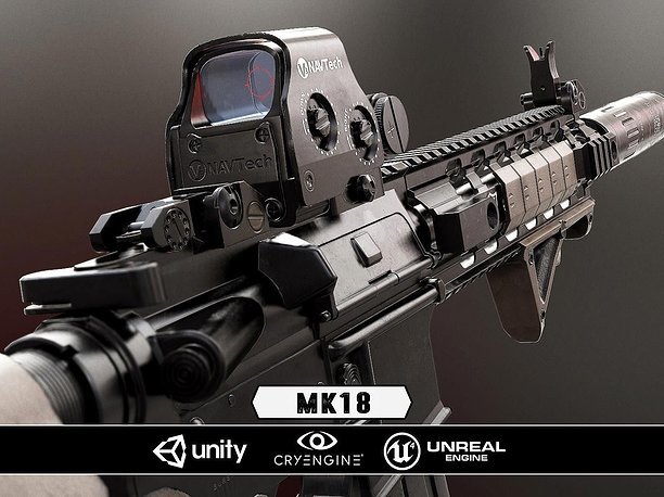 low-poly MK18 - Model and Textures