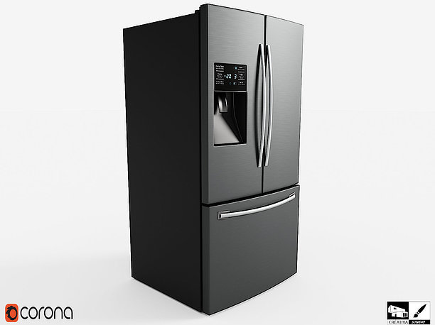 Modern Smart Fridge 3D model game-ready