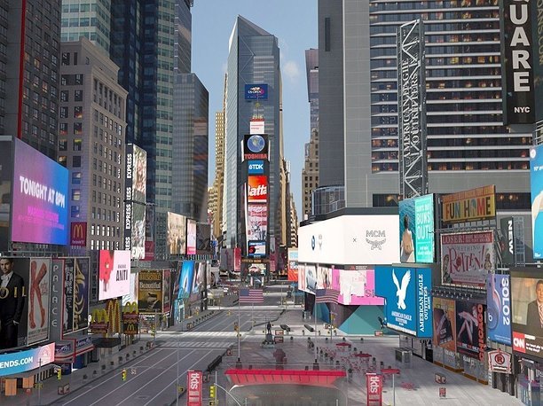 3D New York Times Square at Day and Night