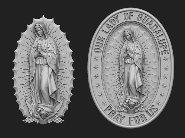 3D printable model Our Lady of Guadalupe Medallion Set