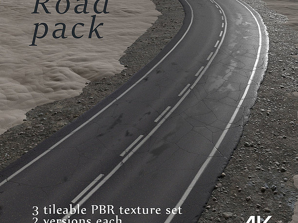 PBR Road texture pack 3D asset