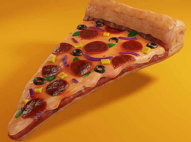 3D model Realistic Pizza Slice