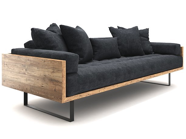 cushion Reclaimed Wood Sofa 3D
