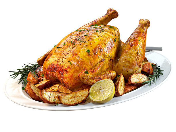3D Food Set 01 - Roasted Chicken with Potatoes and