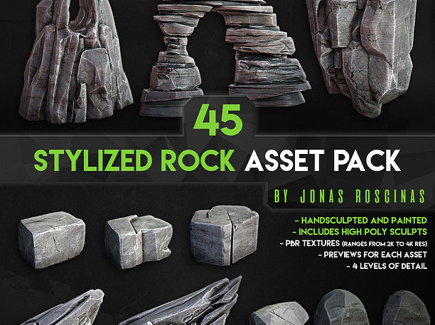 3D model Stylized Rock Asset Pack by J Roscinas