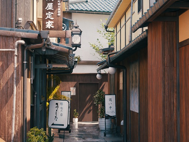 Blender Japan old alley with day-night and 3D model 1