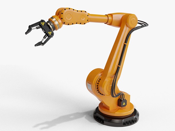 Industrial robot arm clean 3D model rigged